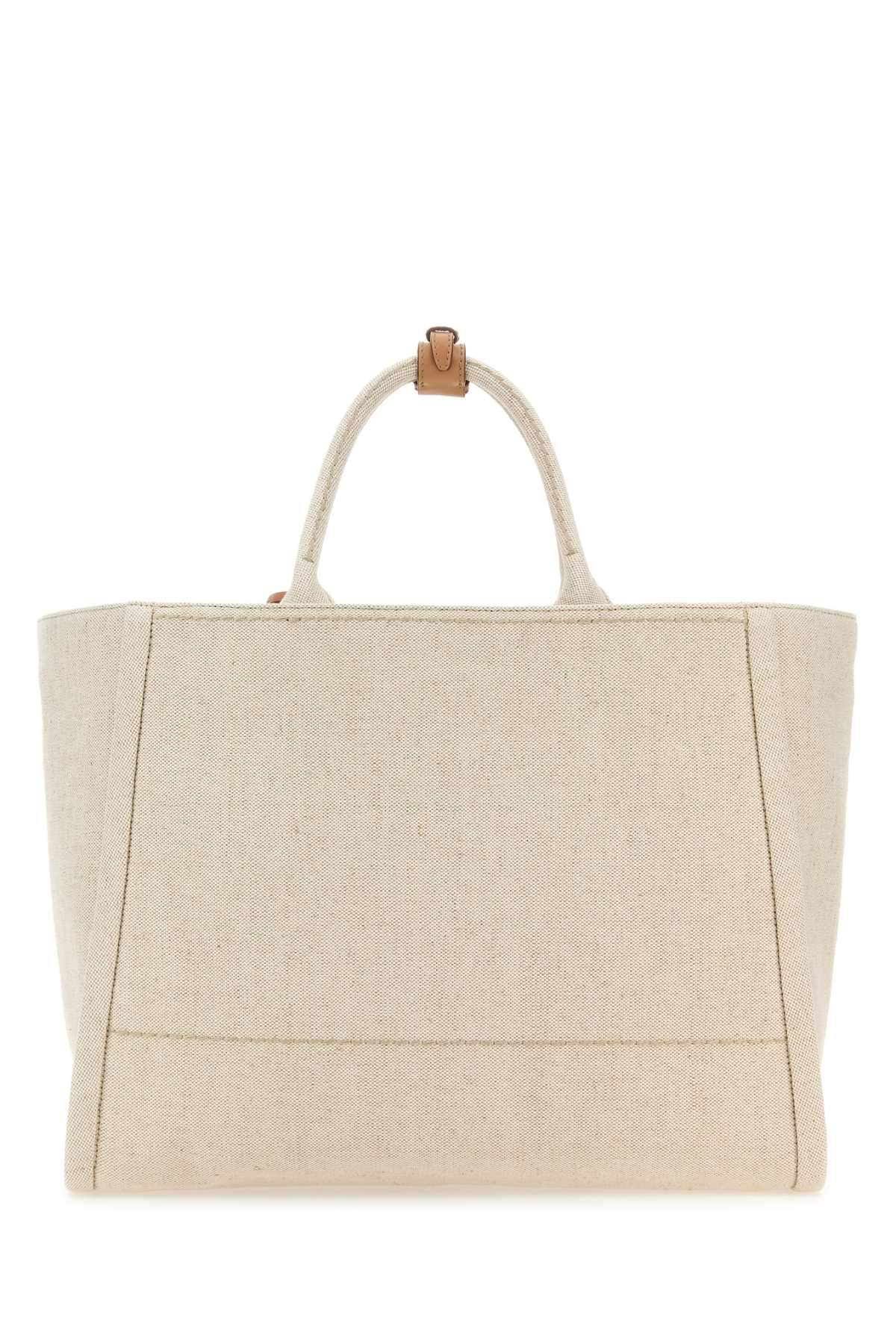 Prada Women Sand Canvas Shopping Bag