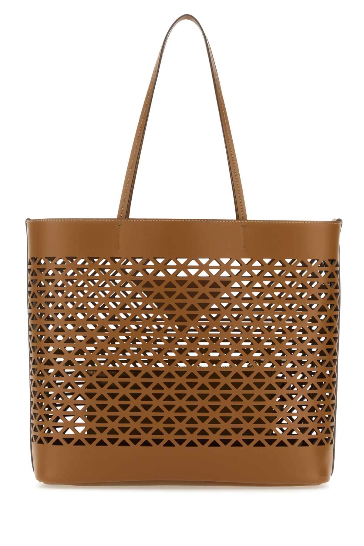 Prada Women Caramel Leather Shopping Bag