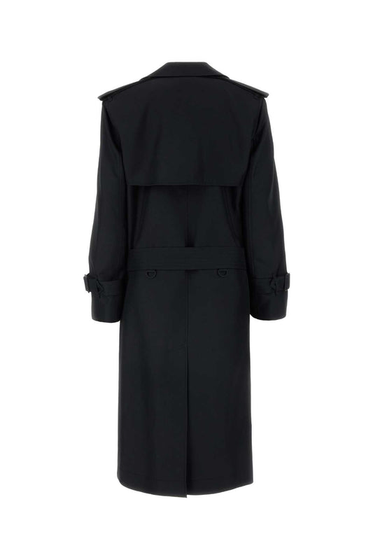 Burberry Women Black Silk Blend Trench Coat
