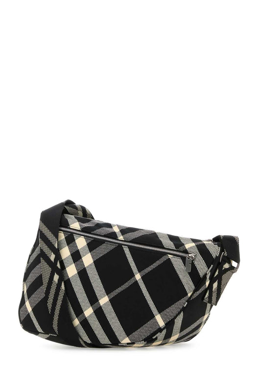 Burberry Men Embroidered Fabric Shield Crossbody Bag