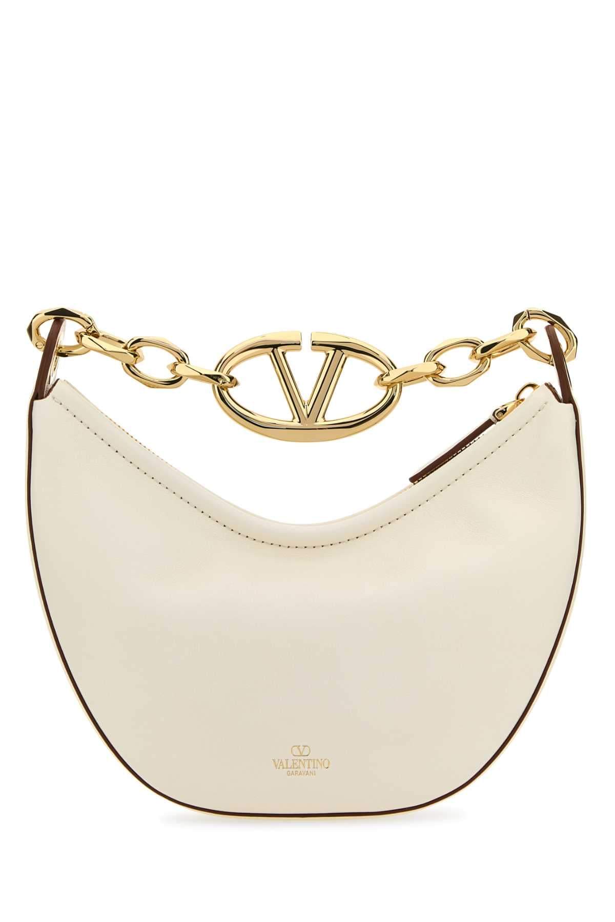 Valentino Garavani Women Ivory Leather Mini Hobo Vlogo Moon Handbag