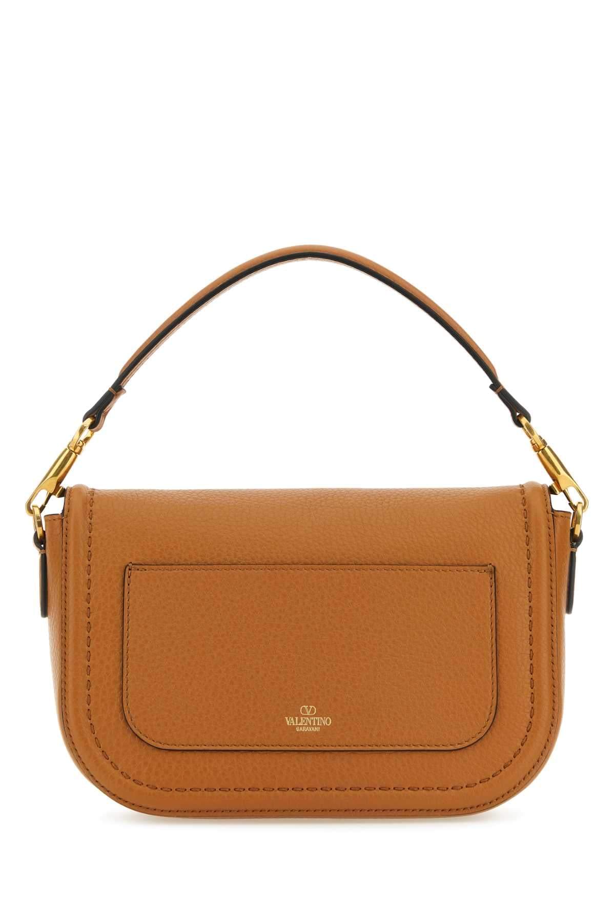 Valentino Garavani Women Camel Leather Alltime Shoulder Bag