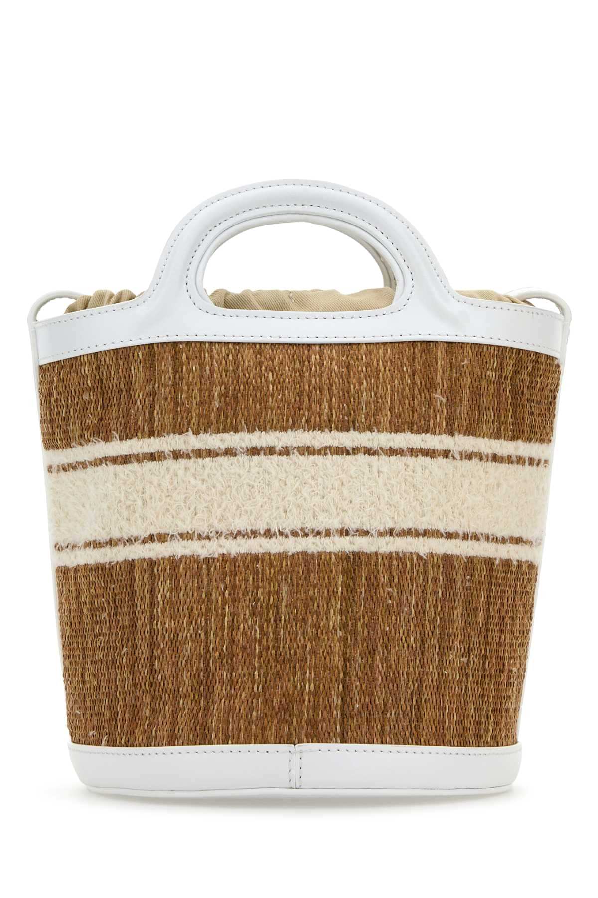 Marni Women Two-Tone Raffia And Leather Tropicalia Bucket Bag