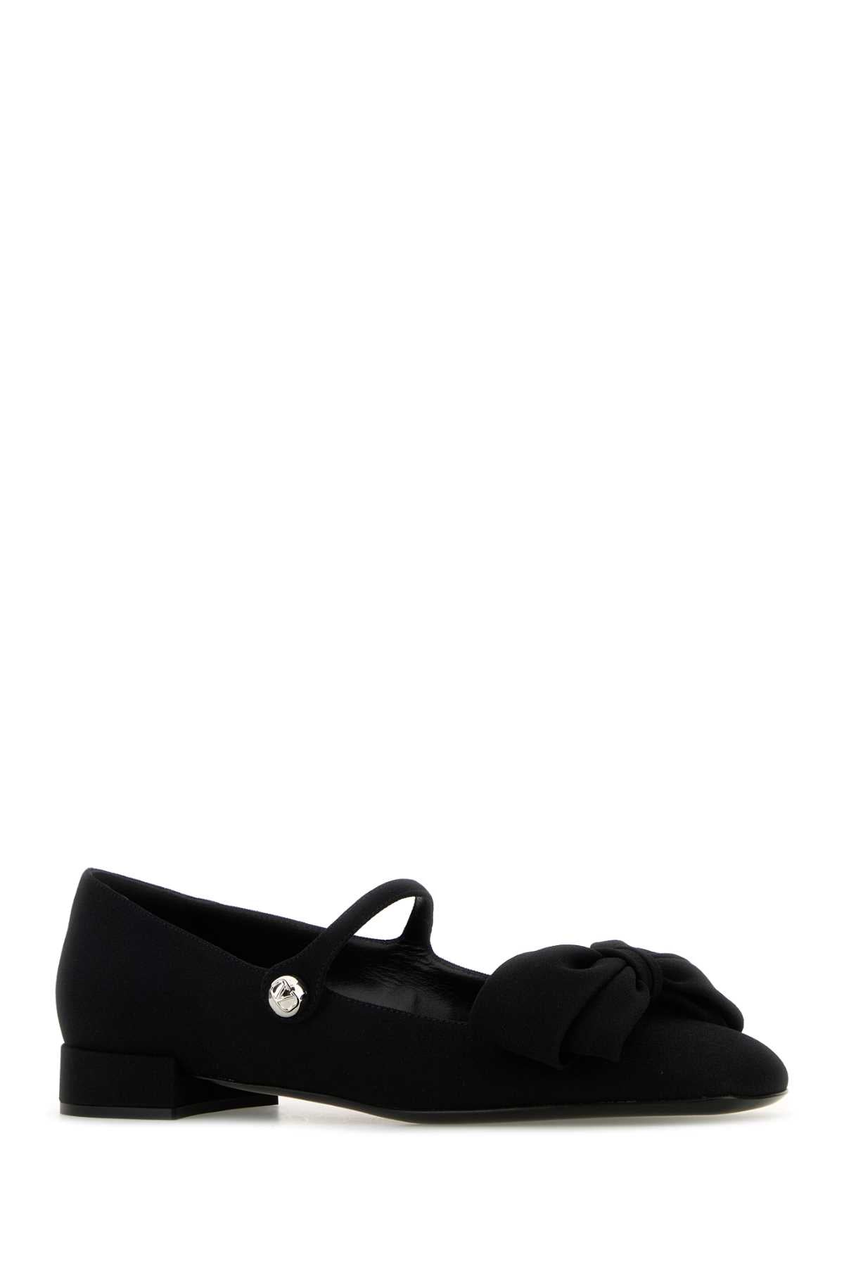 Valentino Garavani Women Black Crepe Bowjane Ballerinas