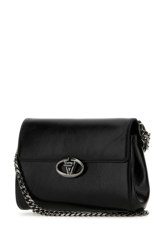 Valentino Garavani Women Black Leather Vlogo Shoulder
