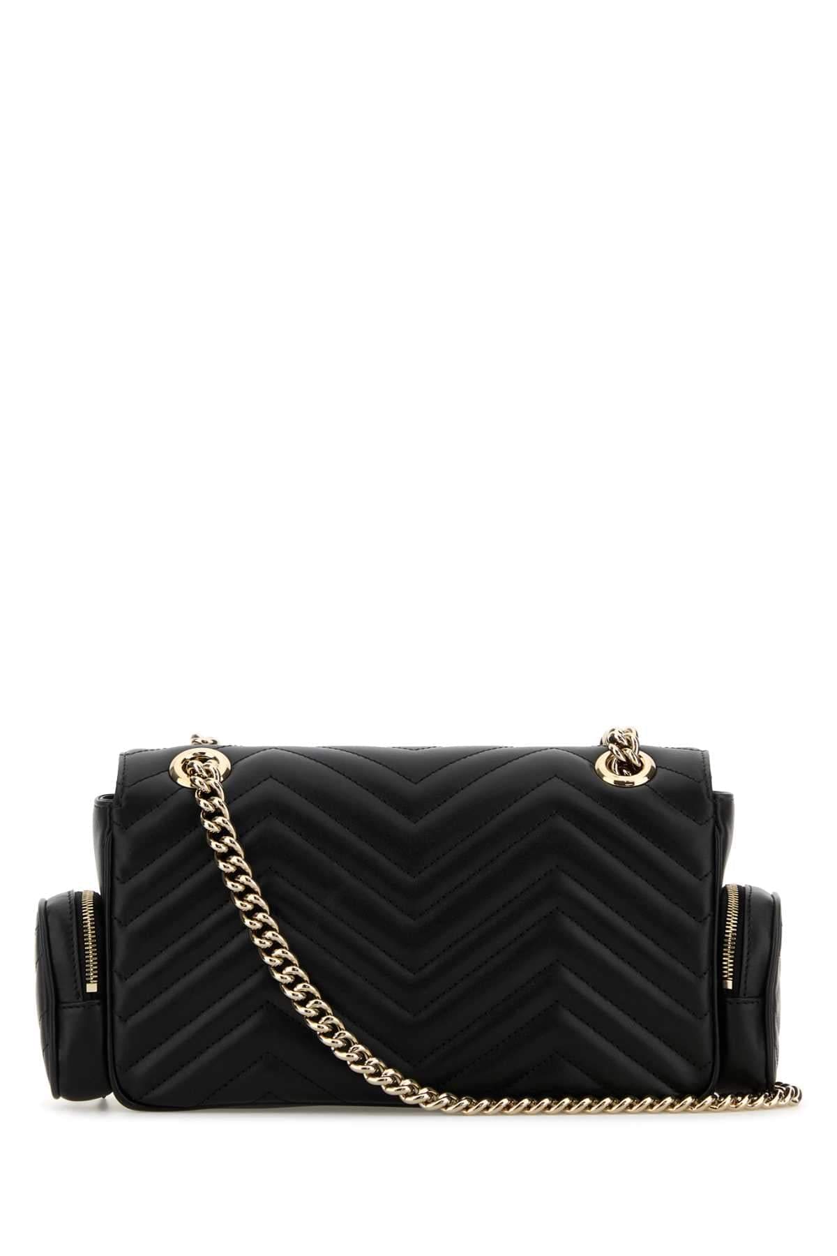 Gucci Women Black Leather Small Gg Marmont Shoulder Bag