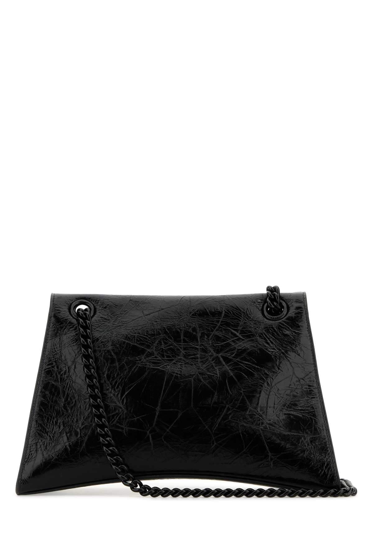 Balenciaga Women Black Leather Medium Crush Shoulder Bag