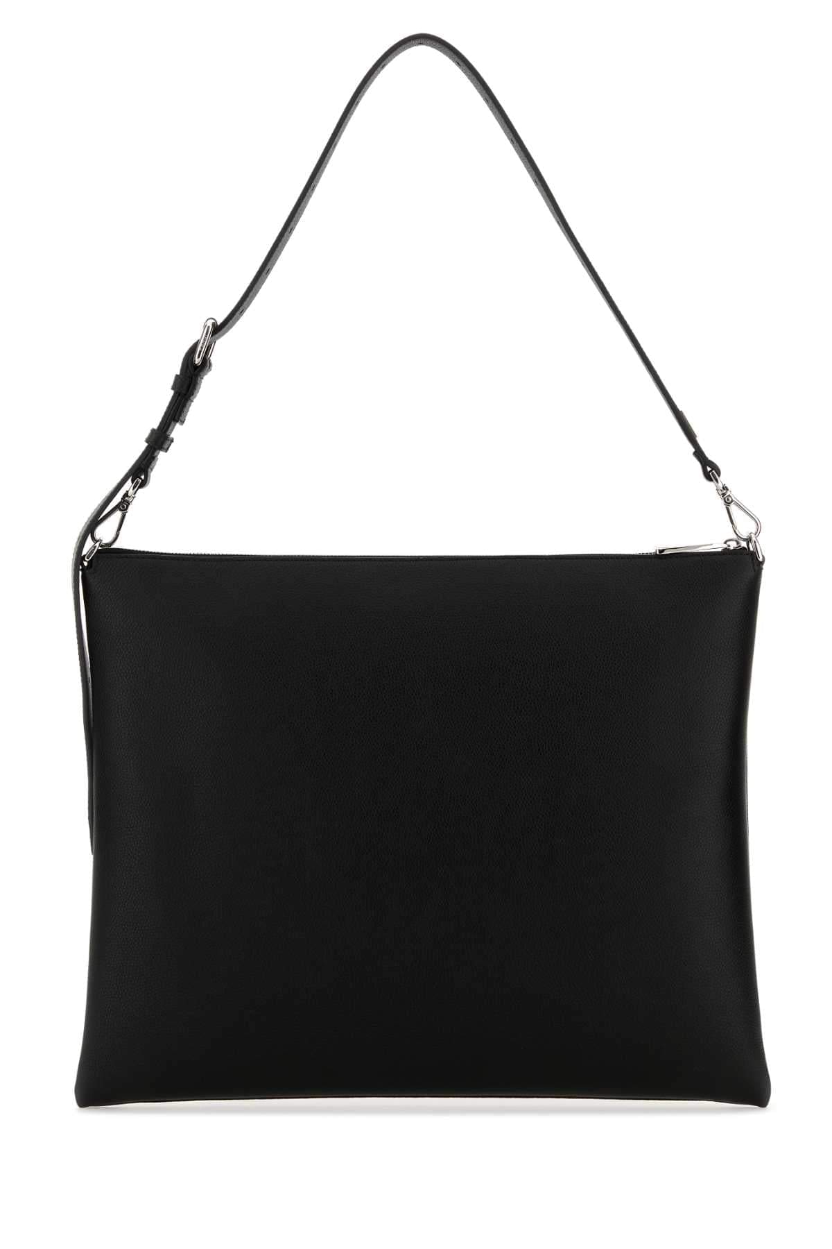 Fendi Men Black Leather Fendi After Fendi Roma Shoulder Bag