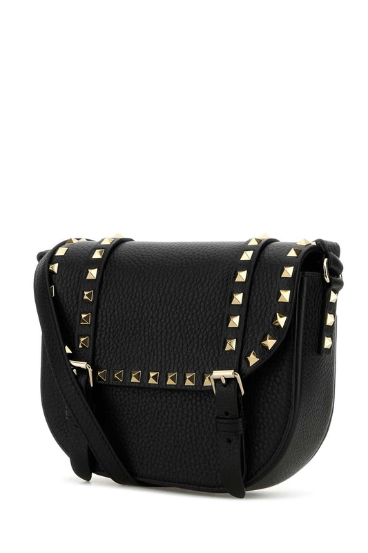 Valentino Garavani Women Black Leather Rockstud Crossbody Bag
