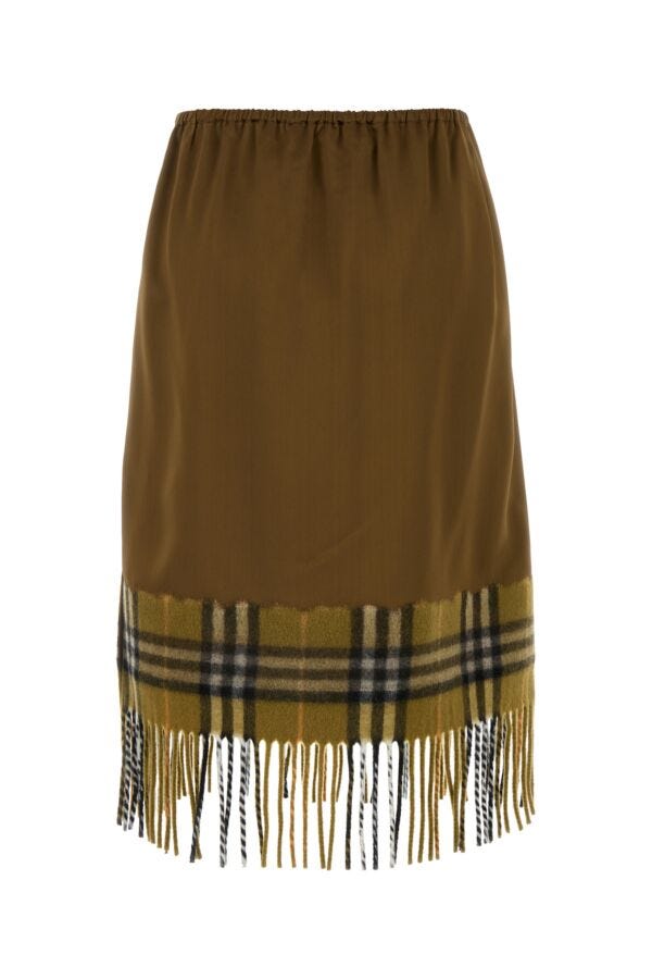 Burberry Women Biscuit Satin Skirt