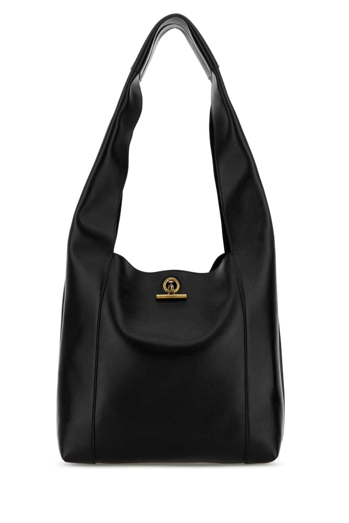 Saint Laurent Women Black Leather Tanger Shopping Bag