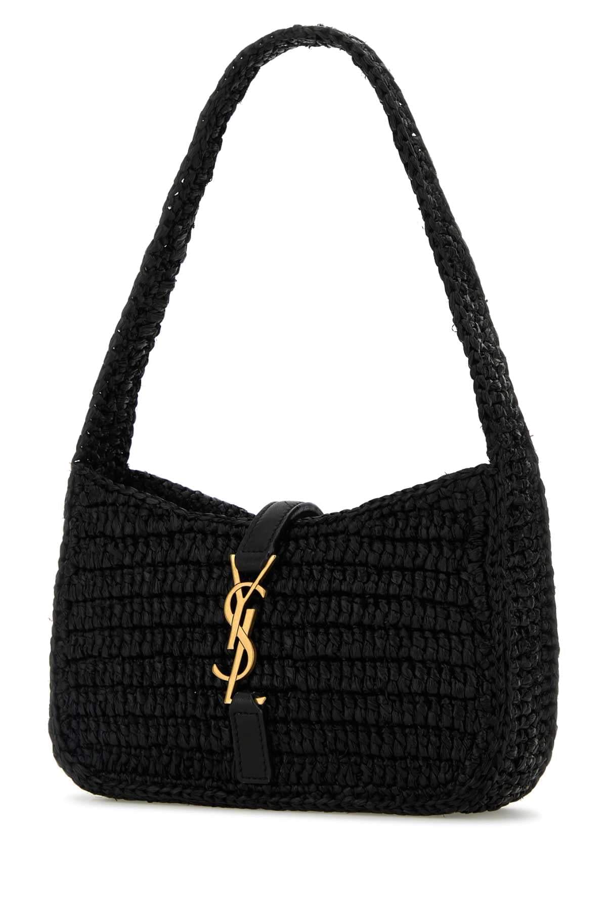 Saint Laurent Women Black Raffia Mini Le 5 Ã 7 Handbag