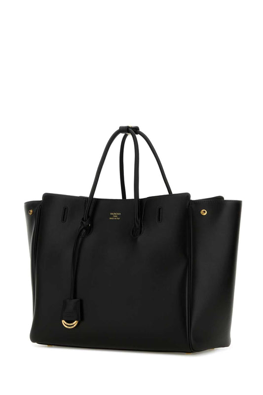 Balenciaga Women Black Leather Carry All Hampton Shopping Bag