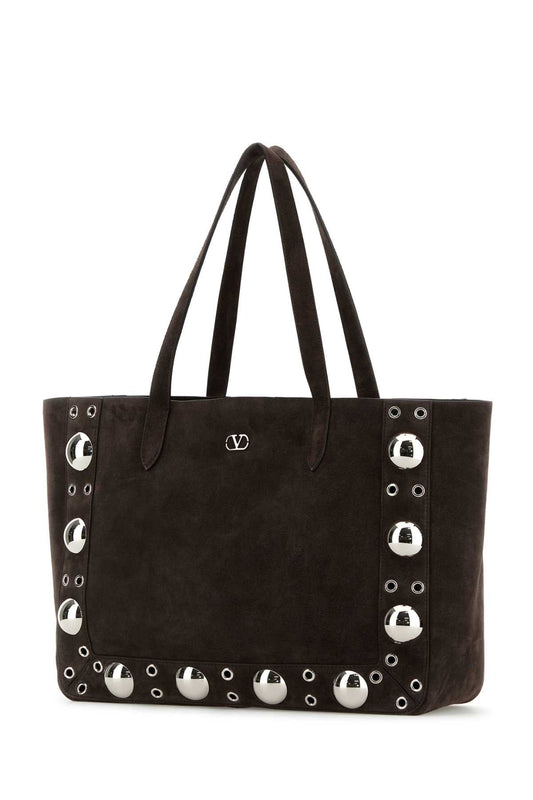 Valentino Garavani Women Brown Suede Nellcã´Te Shopping Bag