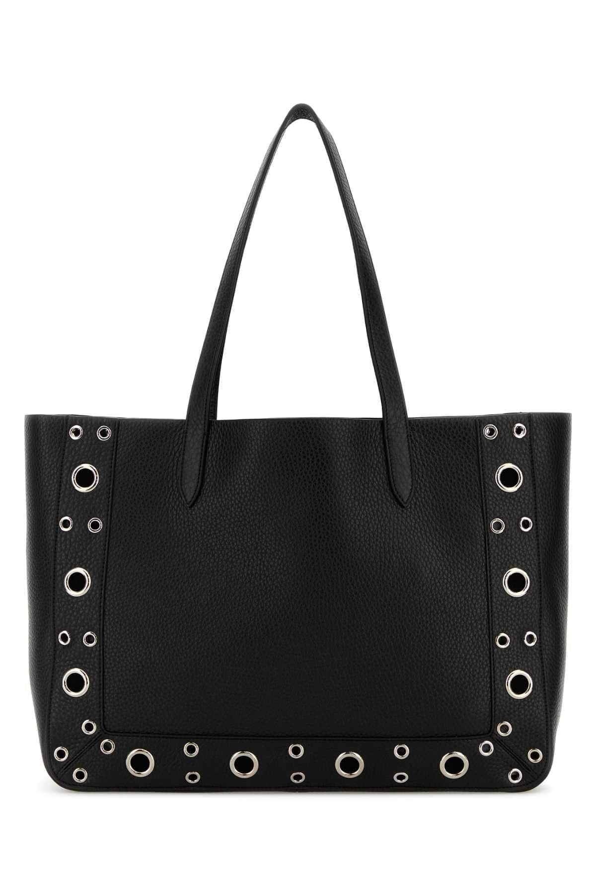 Valentino Garavani Women Black Leather Vlogo Signature Shopping Bag