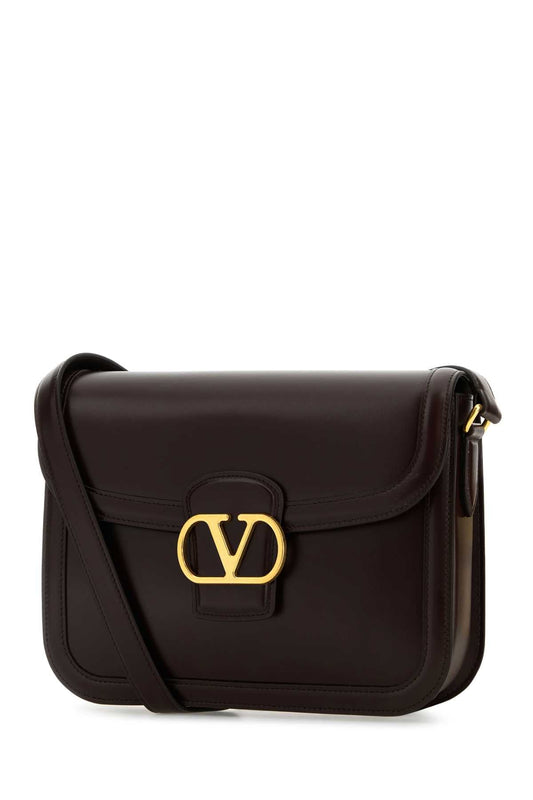 Valentino Garavani Women Dark Brown Leather 9To5 Shoulder Bag