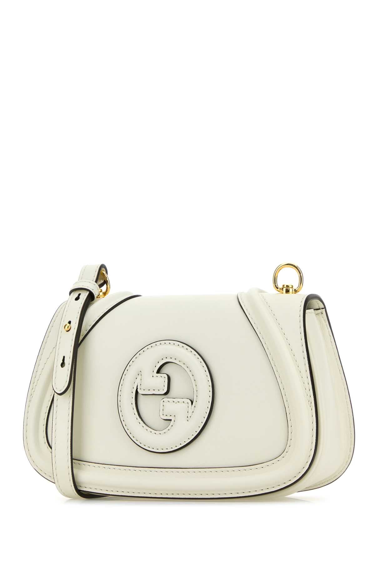 Gucci Women Ivory Leather Small Gucci Blondie Crossbody Bag