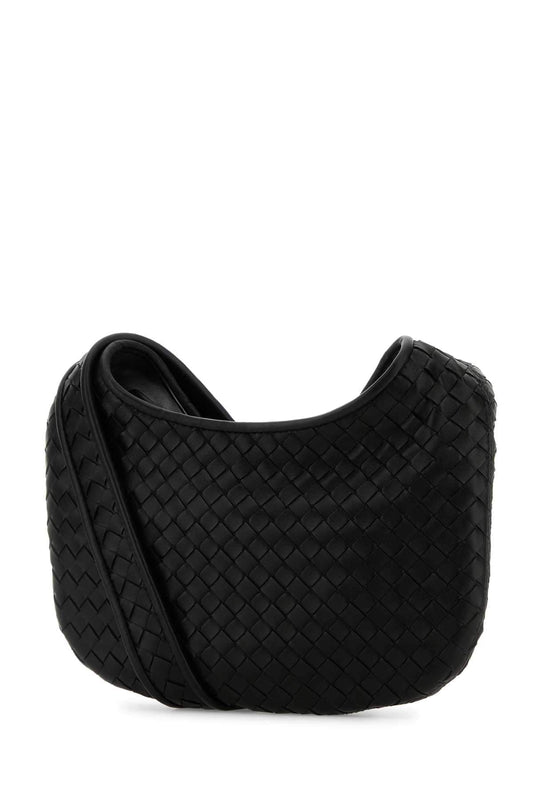 Bottega Veneta Men Black Leather Small Veneto Crossbody Bag