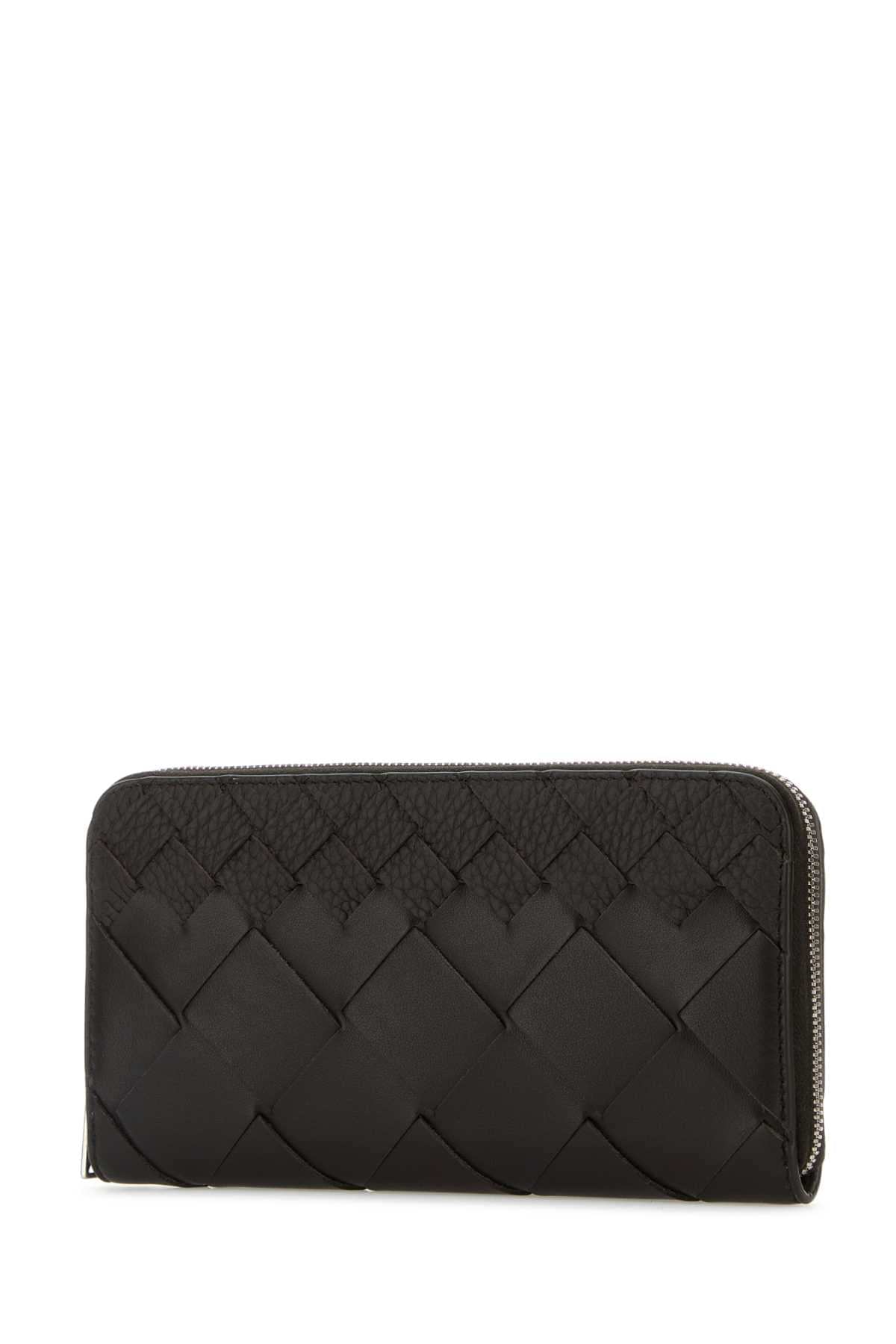 Bottega Veneta Men Dark Brown Leather Intrecciato Wallet
