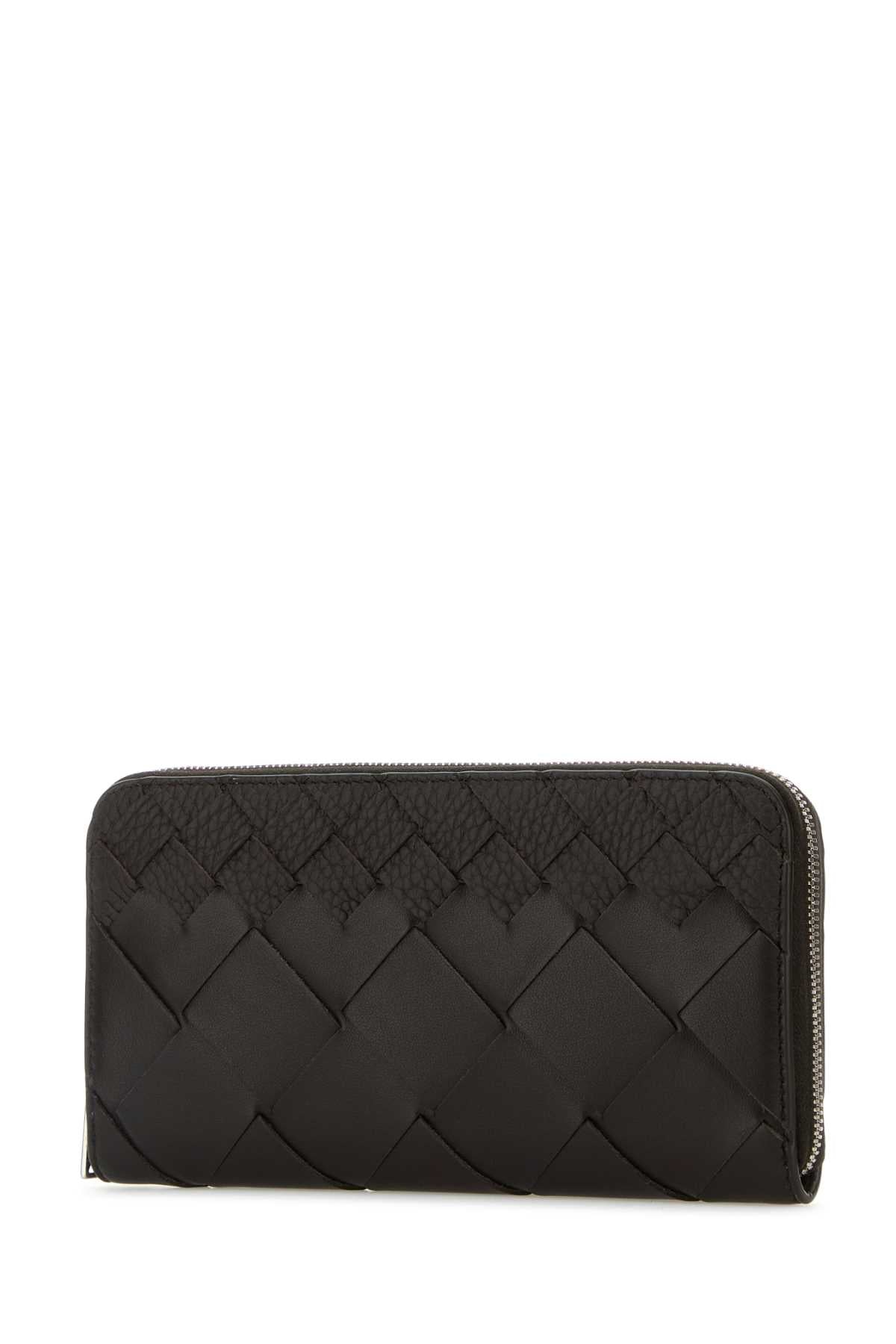 Bottega Veneta Men Dark Brown Leather Intrecciato Wallet
