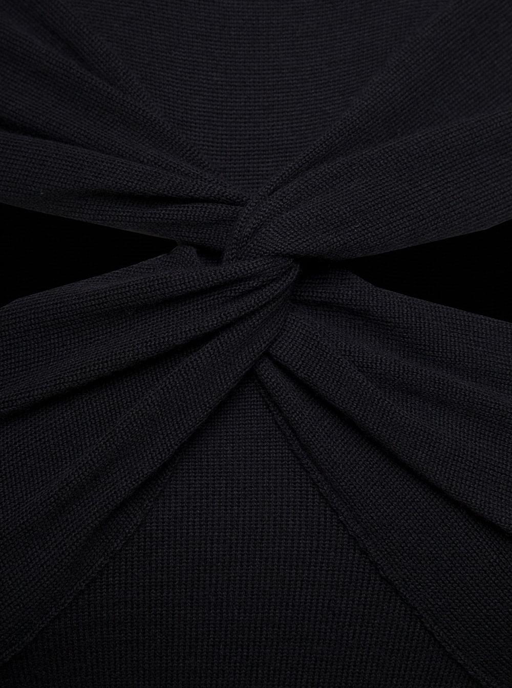 Coperni Women Mini Black Dress With Mock Neck And Twisted Cut-Out In Wool Woman