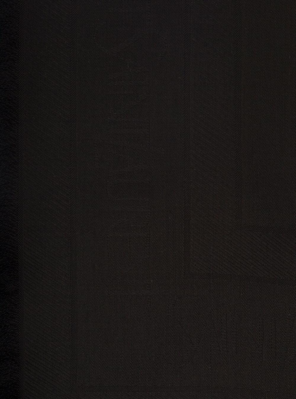 Saint Laurent Men Black Scarf With Jacquard Logo And Fringed Hem In Wool And Silk Man