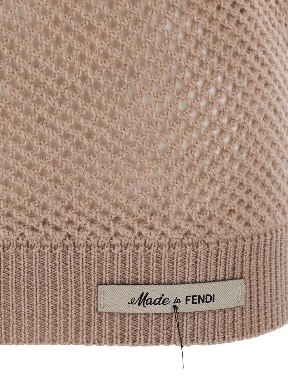 Fendi Men Beige Open Knit Work Sweater In Wool Man
