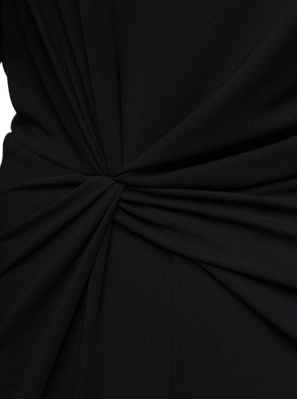 Saint Laurent Women Black One-Shoulder Jumpsuit With Side Gathering In Jersey Woman