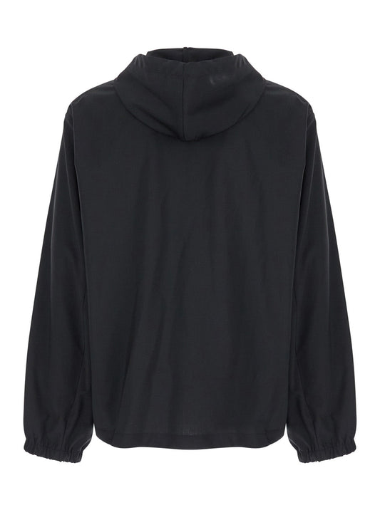 Givenchy Men Black Zip-Up Hoodie With Logo Detail In Wool Man