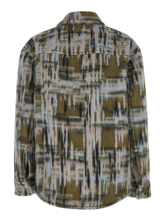 Bottega Veneta Women Multicolor Overshirt With Pointed Collar In Brushed Wool Woman