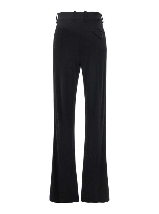 Bottega Veneta Women Black Flared Pants With Belt Loops In Viscose Blend Woman