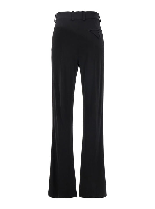 Bottega Veneta Women Black Flared Pants With Belt Loops In Viscose Blend Woman