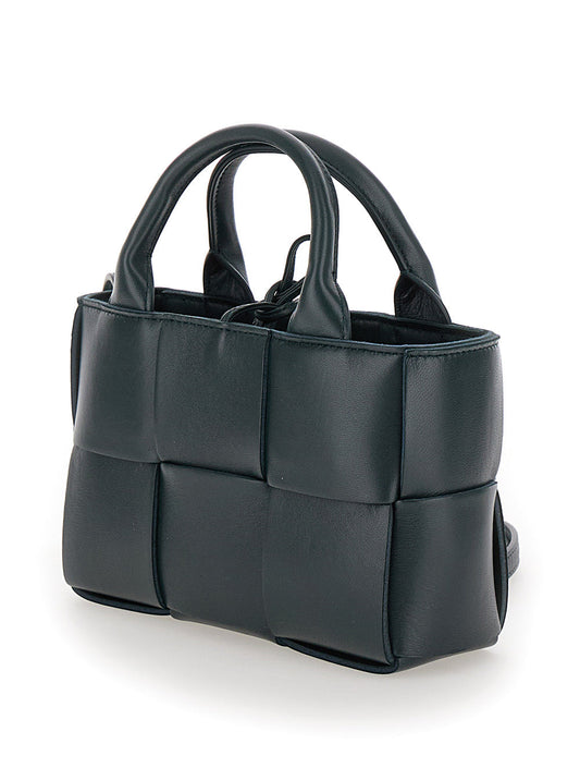 Bottega Veneta Women 'Candy Arco' Dark Green Handbag With Intreccio Motif In Leather Woman