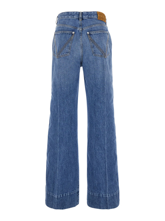 Bottega Veneta Women 'Vintage Indigo' Blue Jeans With Turn-Up Hem In Cotton Blend Woman