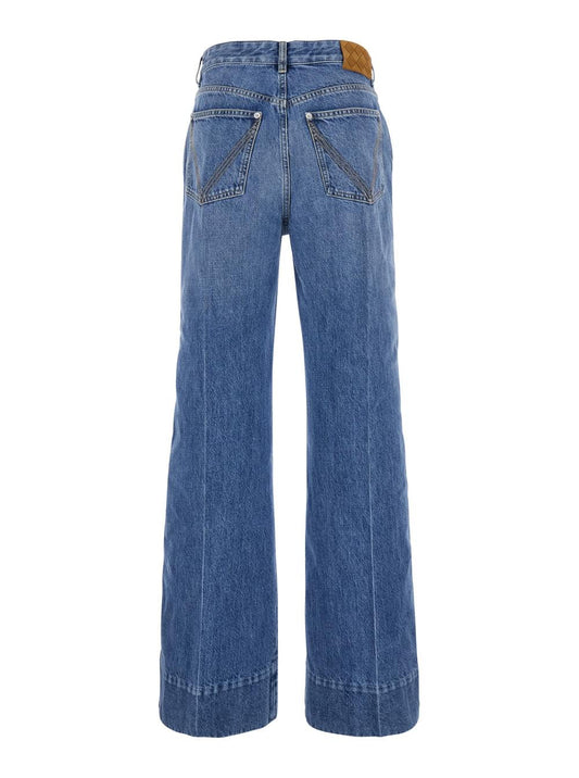 Bottega Veneta Women 'Vintage Indigo' Blue Jeans With Turn-Up Hem In Cotton Blend Woman
