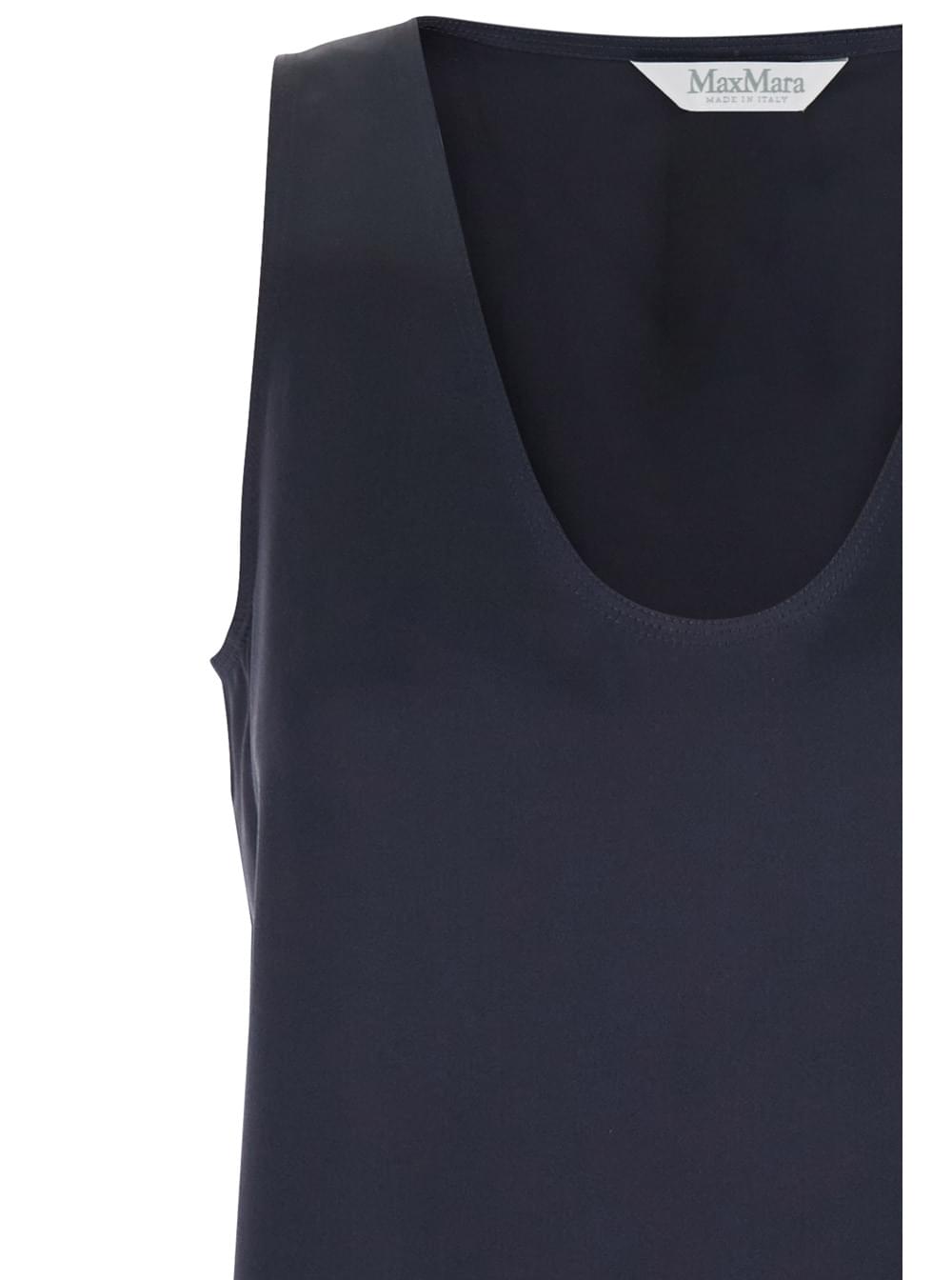 Max Mara Women 'Filly' Blue Sleeveless Top With Round Neck In Silk Woman