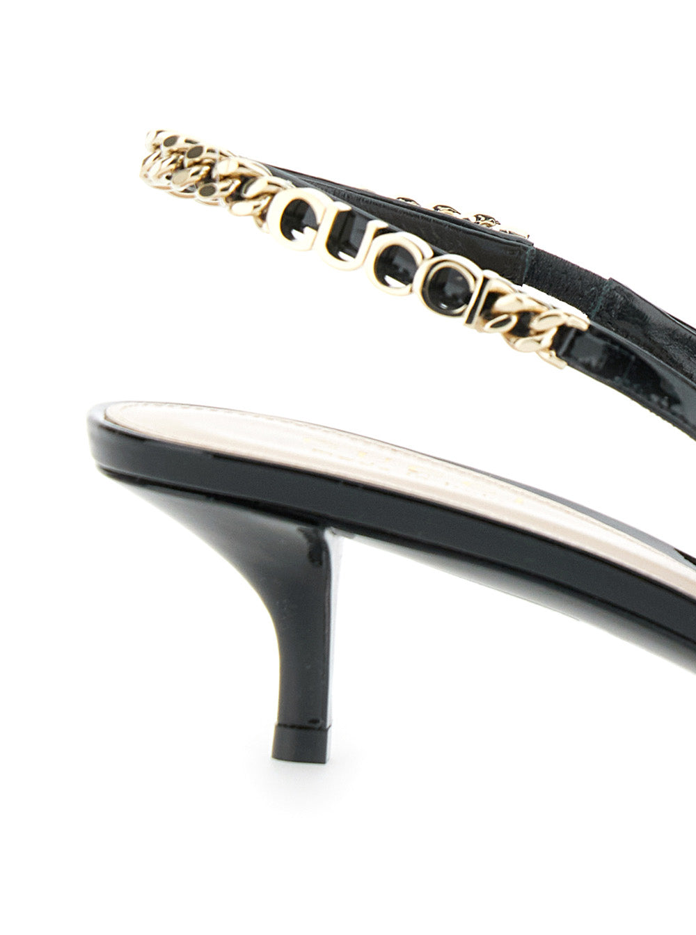 Gucci Women 'Signoria' Black Pumps With Logo Strap In Leather Woman