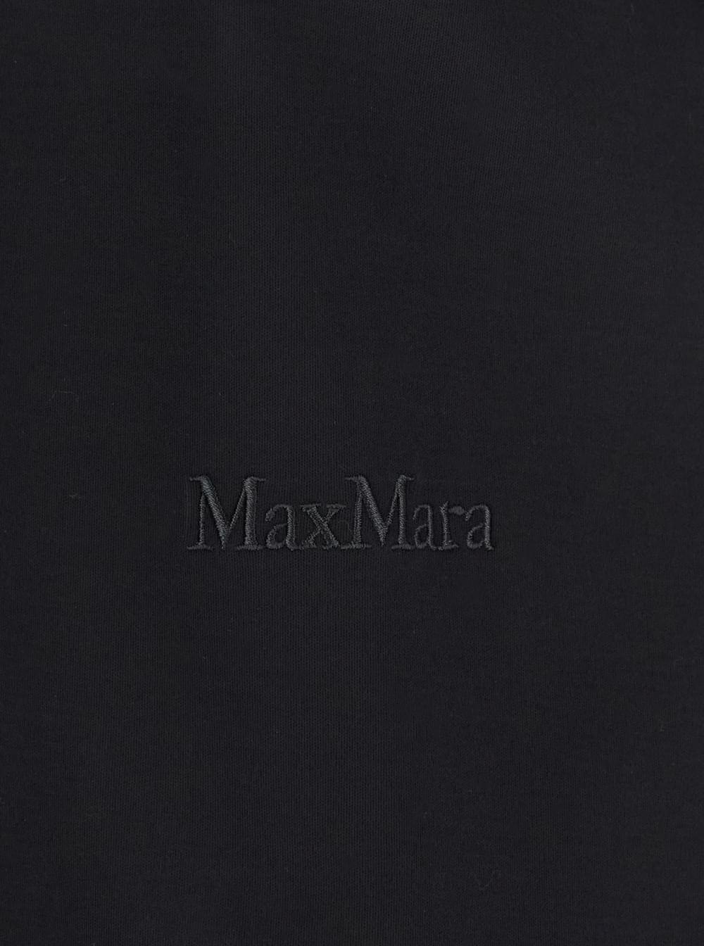Max Mara Women Black T-Shirt With Logo Embroidered On The Front In Cotton Woman