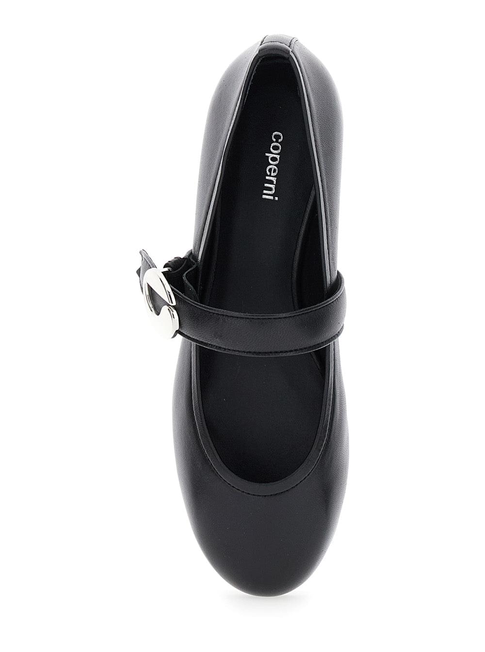 Coperni Women Black Ballerinas With Metallic Logo And Strap In Smooth Leather Woman