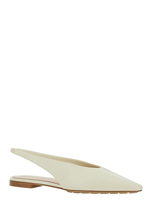 Bottega Veneta Women 'Sofia' White Slingback Ballerinas With Elastic Back In Leather Woman