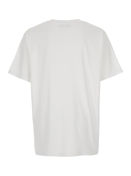 Balmain Men White Crewneck T-Shirt With Logo Lettering On The Front In Cotton Man