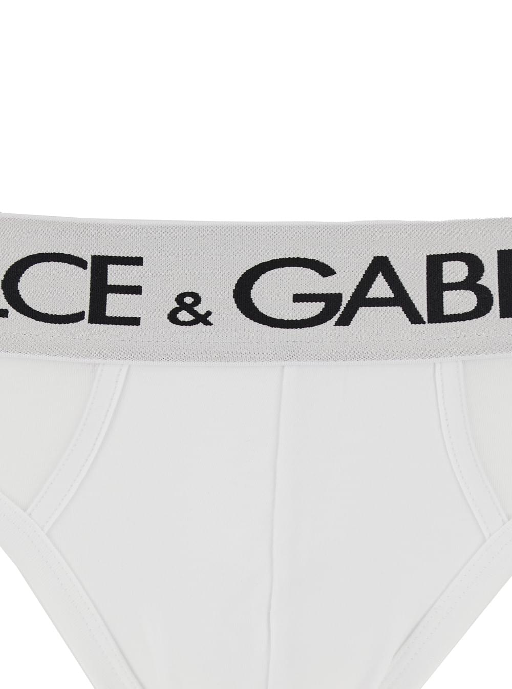 Dolce & Gabbana Men White Briefs With Elastic Waist And Logo Lettering In Cotton Man