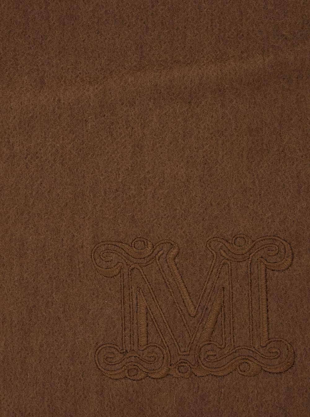 Max Mara Women 'Dalia' Brown Rectangular Scarf With Logo Embroidery On The Front And Fringed Hem In Cashmere Woman