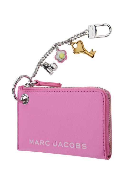 Marc Jacobs Women 'The Coin Purse Charm' Pink Keychain With Logo Lettering On The Front And Charm Embellishments In Grained Leather Woman