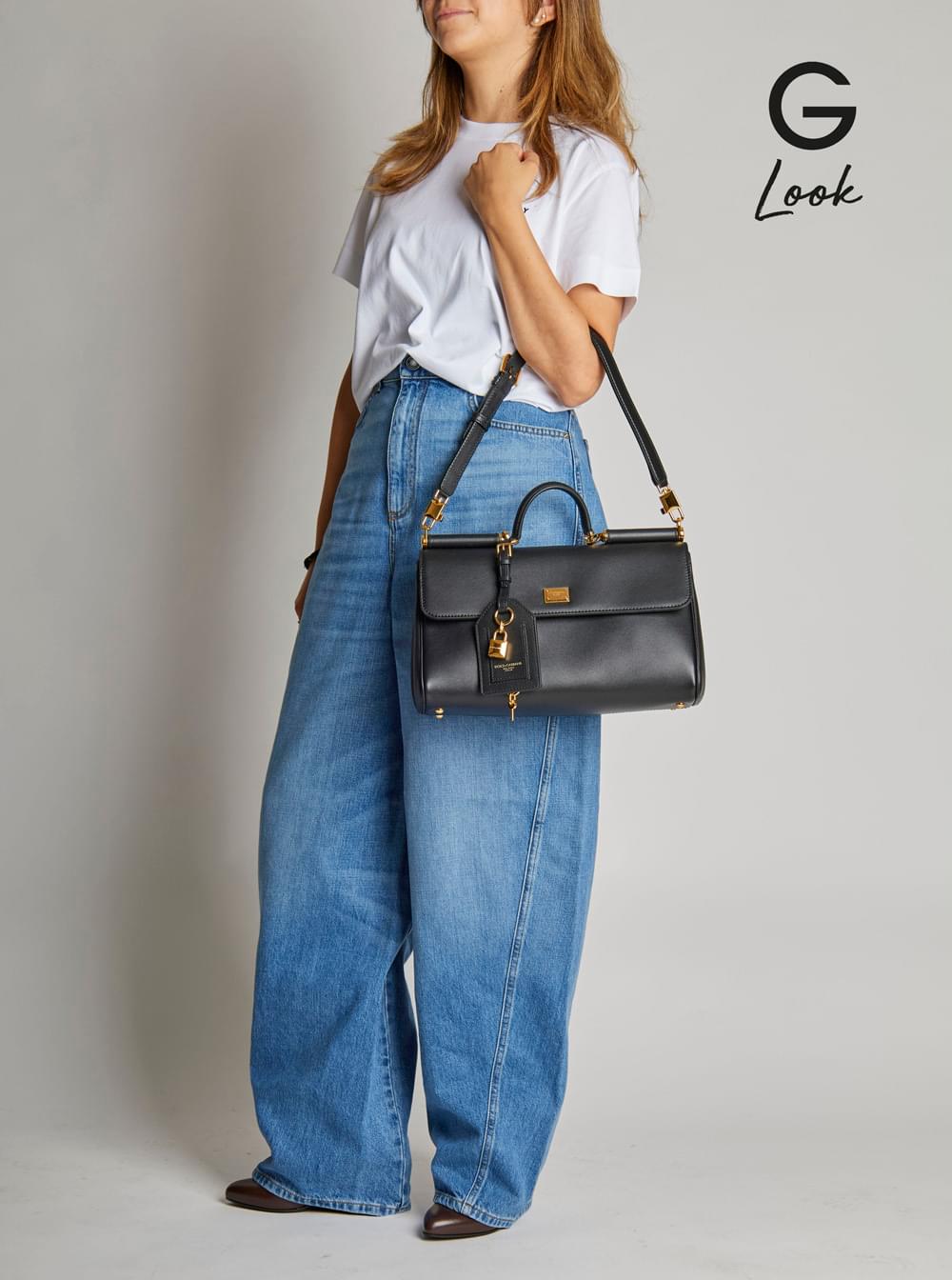Dolce & Gabbana Women Black 'My Sicily' Medium Handbag With Padlock Detail And Adjustable And Removable Shoulder Strap In Leather Woman