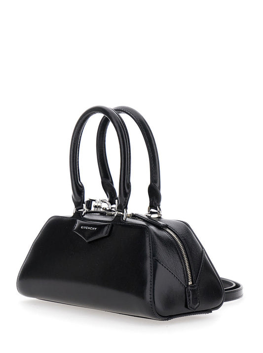 Givenchy Women 'Antigona East West' Black Mini Handbag With Adjustable And Removable Shoulder Strap And Logo Lettering On The Front In Leather Woman