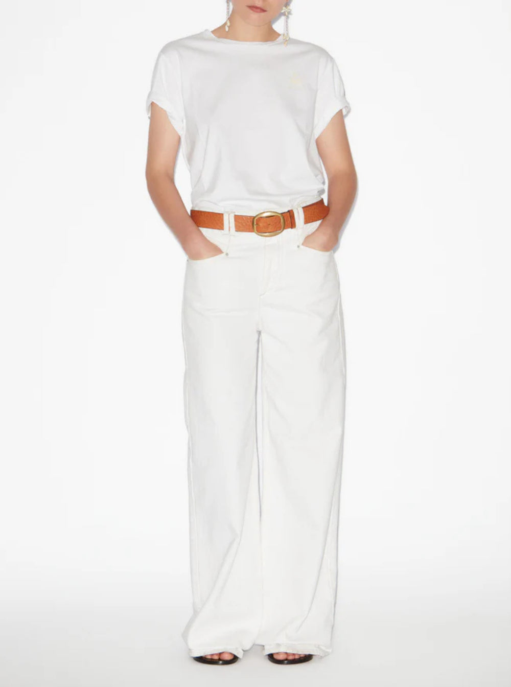 Isabel Marant Etoile Women 'Aby' White Crewneck T-Shirt With Small Logo Print Woman Isabel Marant Etoile
