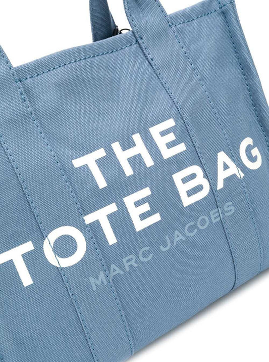 Marc Jacobs Women Light Blue Canvas Traveler Tote Handbag With Logo Print