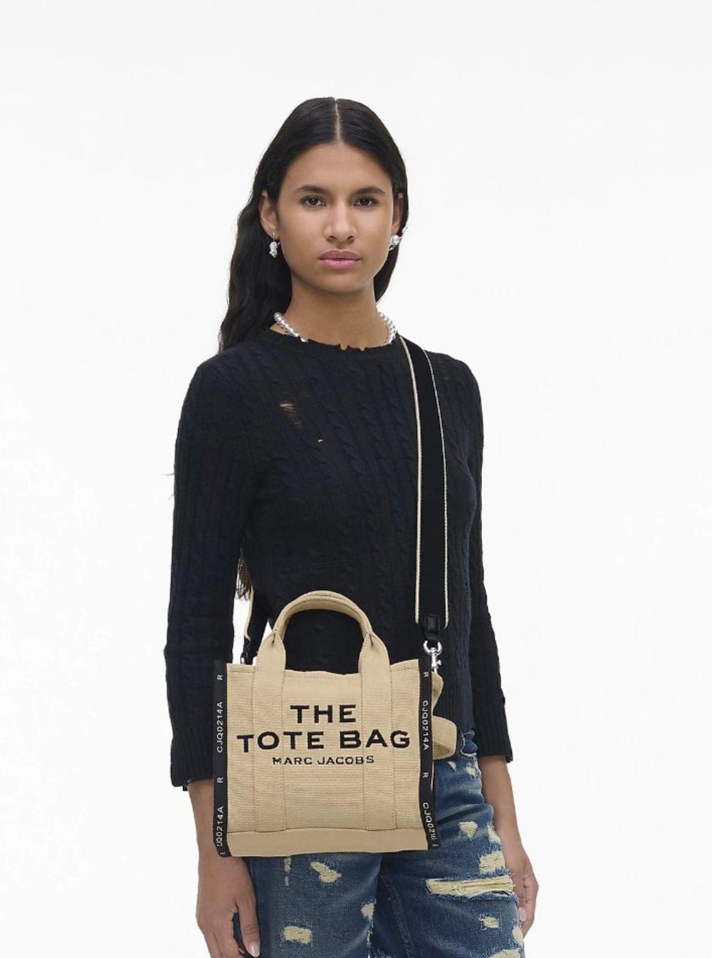 Marc Jacobs Women 'Small Tote' Beige Tote With Contrasting Logo Embroidery In Cotton And Polyester Woman Marc Jacobs