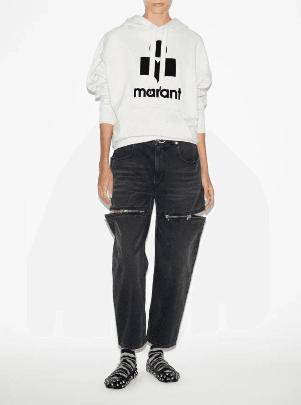 Isabel Marant Etoile Women White Hoodie With Tonal Logo Print In Cotton Blend Woman